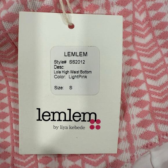 LEMLEM Lola Stretch Jacquard High Rise Girly Bikini Briefs Pink Bow Small - Picture 3 of 7